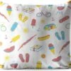 Sierkussen Buiten - Zomer - Vakantie - Symbolen - 60x60 Cm - Weerbestendig -Pillowmonkey 1200x984 7